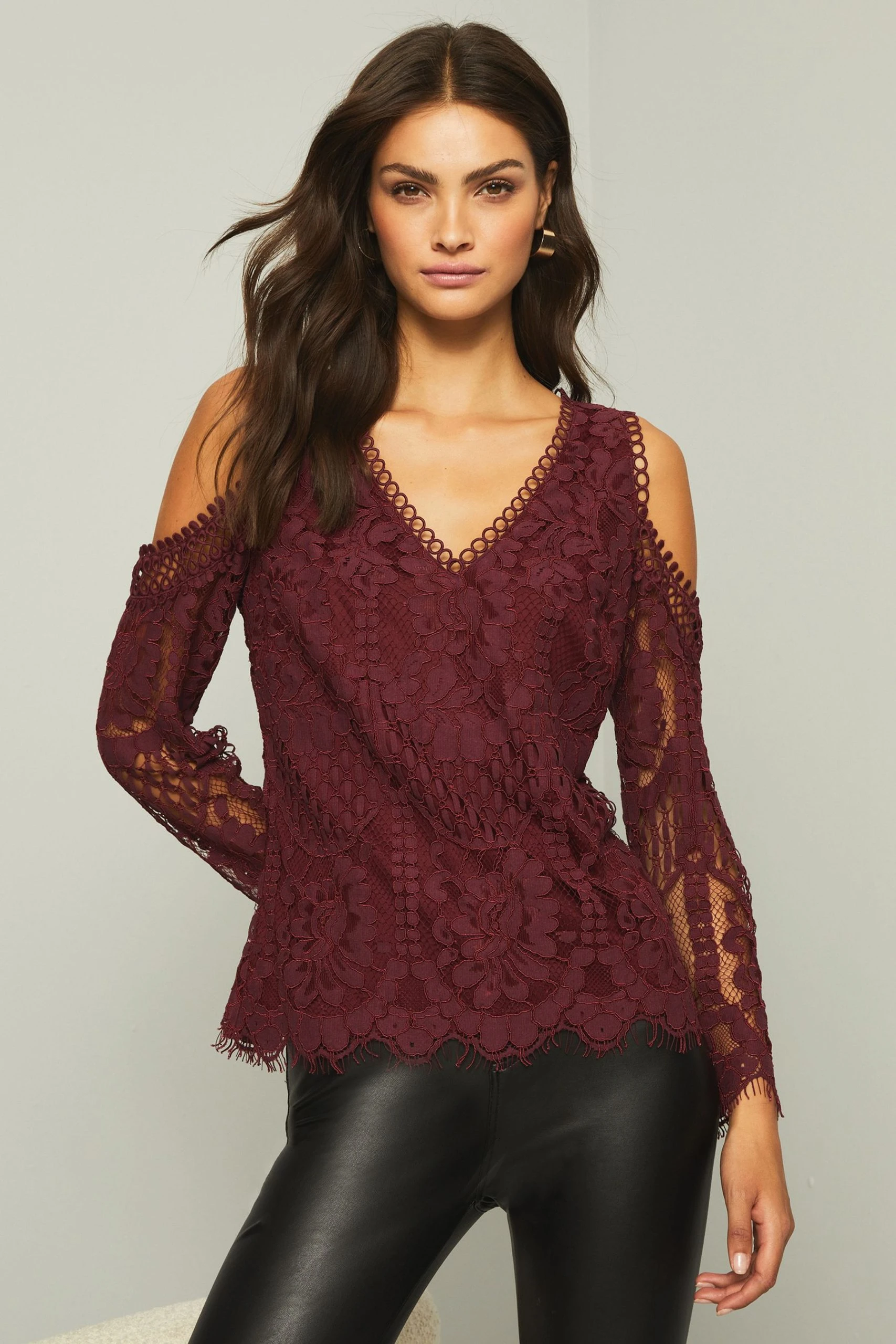Lipsy Cold Shoulder Lace Top