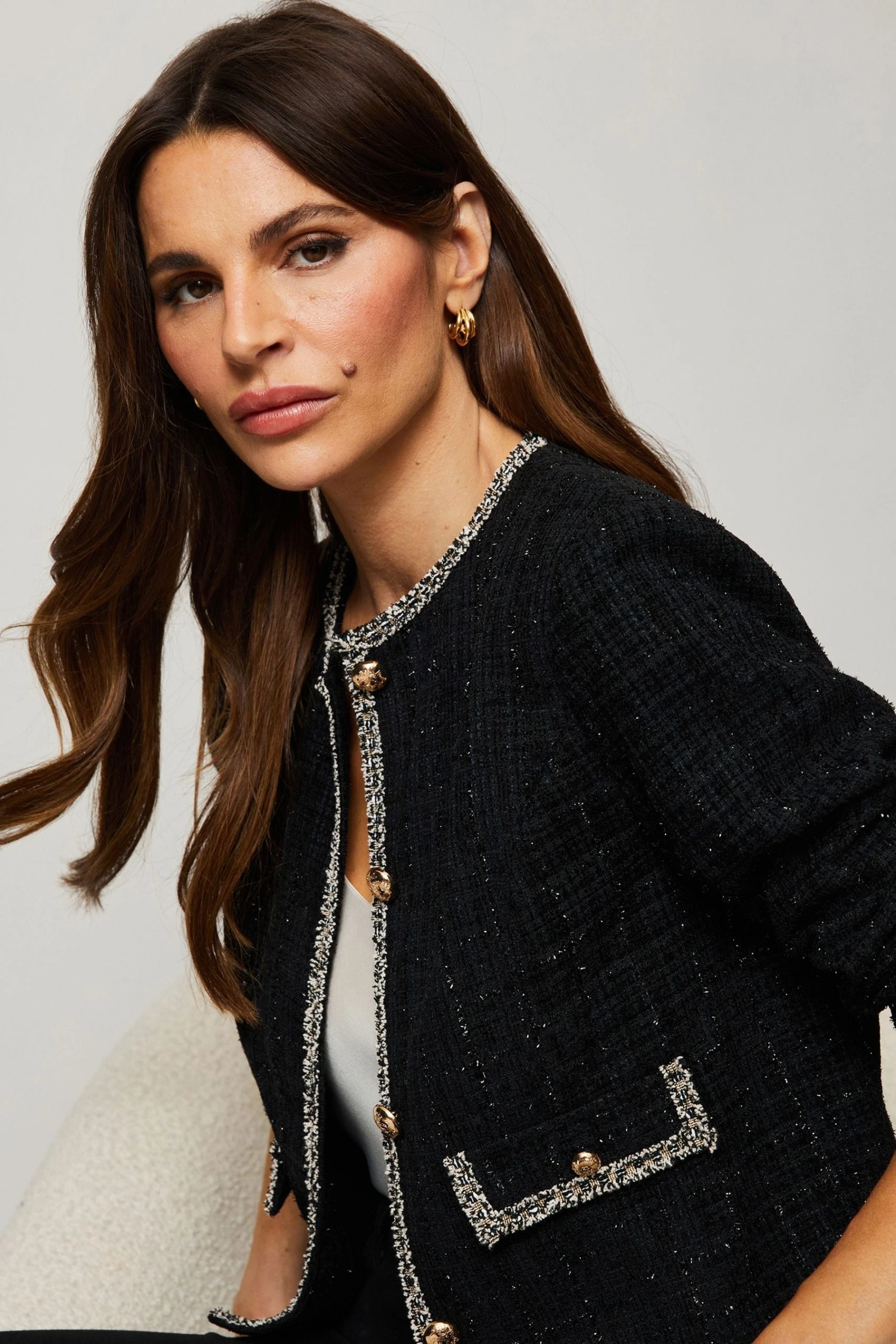 Lipsy Cropped Boucle Blazer - Image 2