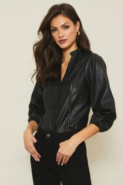 Lipsy Faux Leather Ladder Trim Top
