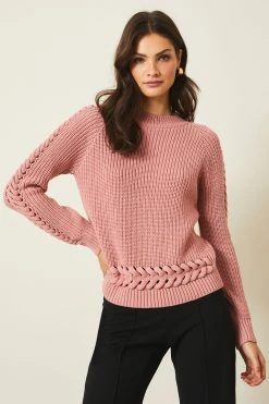 Lipsy Knitted Plait Cable High Neck Jumper