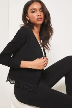 Lipsy Short Lace Hem Knitted Cardigan