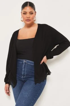Lipsy Short Lace Hem Knitted Cardigan