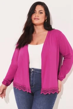 Lipsy Short Lace Hem Knitted Cardigan