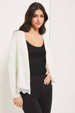 Lipsy Short Lace Hem Knitted Cardigan
