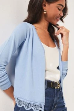 Lipsy Short Lace Hem Knitted Cardigan -Next Sales K19097s4
