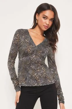 Lipsy Ruched Front V Neck Underbust Top