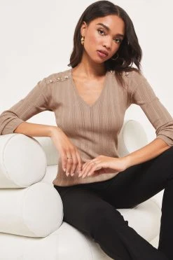 Lipsy Knitted Button Detail Top