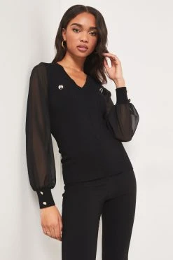 Lipsy Chiffon Sleeve Knitted Jumper