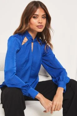 Lipsy Cut Out Keyhole Detail Long Sleeve Blouse
