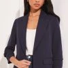 Lipsy Black Ruched Sleeve Blazer