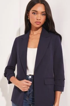 Lipsy Black Ruched Sleeve Blazer