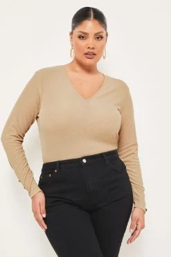Lipsy V Neck Military Rib Top