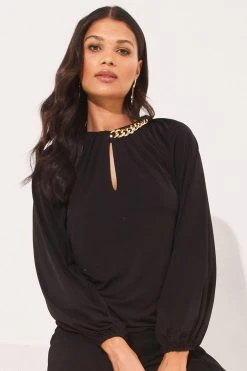 Lipsy Hardware Chain Neck Long Sleeved Blouse