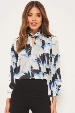 Lipsy Cut Out Keyhole Detail Long Sleeve Blouse