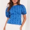 Lipsy Underbust Broderie Puff Sleeve Top