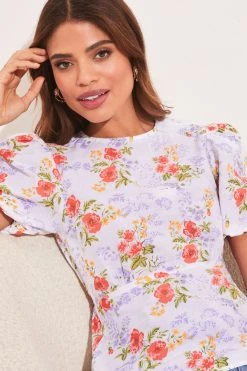 Lipsy Underbust Broderie Puff Sleeve Top