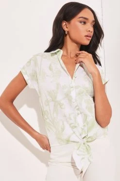 Lipsy Short Sleeved Tie Front Button Up Shirt
