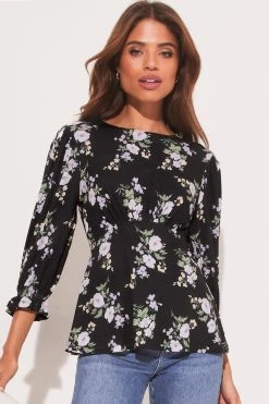 Lipsy 3/4 Ruffle Sleeve Underbust Top