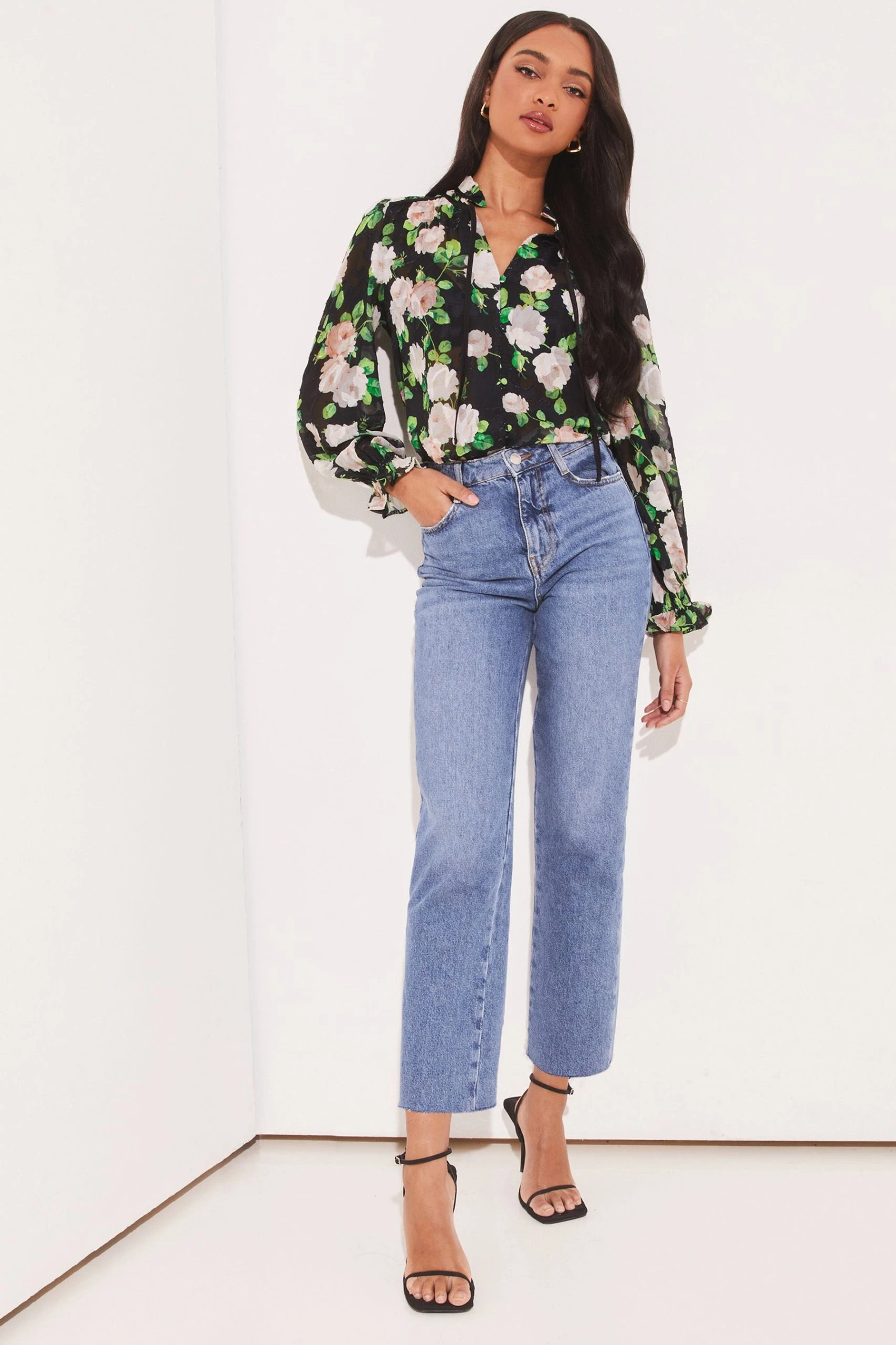 Lipsy Floral Burnout Sheer Blouse - Image 3