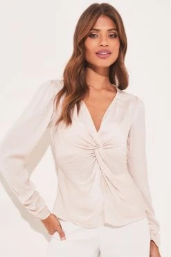 Lipsy Twist Front Long Sleeve Top