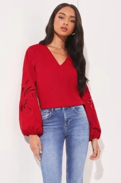 Lipsy Artwork Sleeve V Neck Blouse
