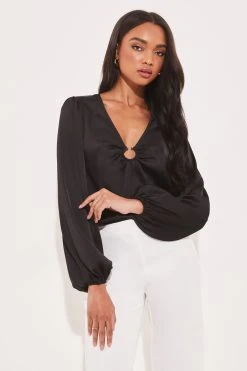 Lipsy Ring Front Long Sleeve Top