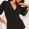 Lipsy Short Flutter Sleeve Tie Waist V Neck Wrap Top