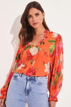 Lipsy Frill Ruffle V Neck Long Sleeve Blouse