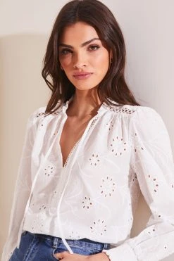 Lipsy Trim Insert Ruffle V Neck Tie Long Sleeve Chiffon Blouse