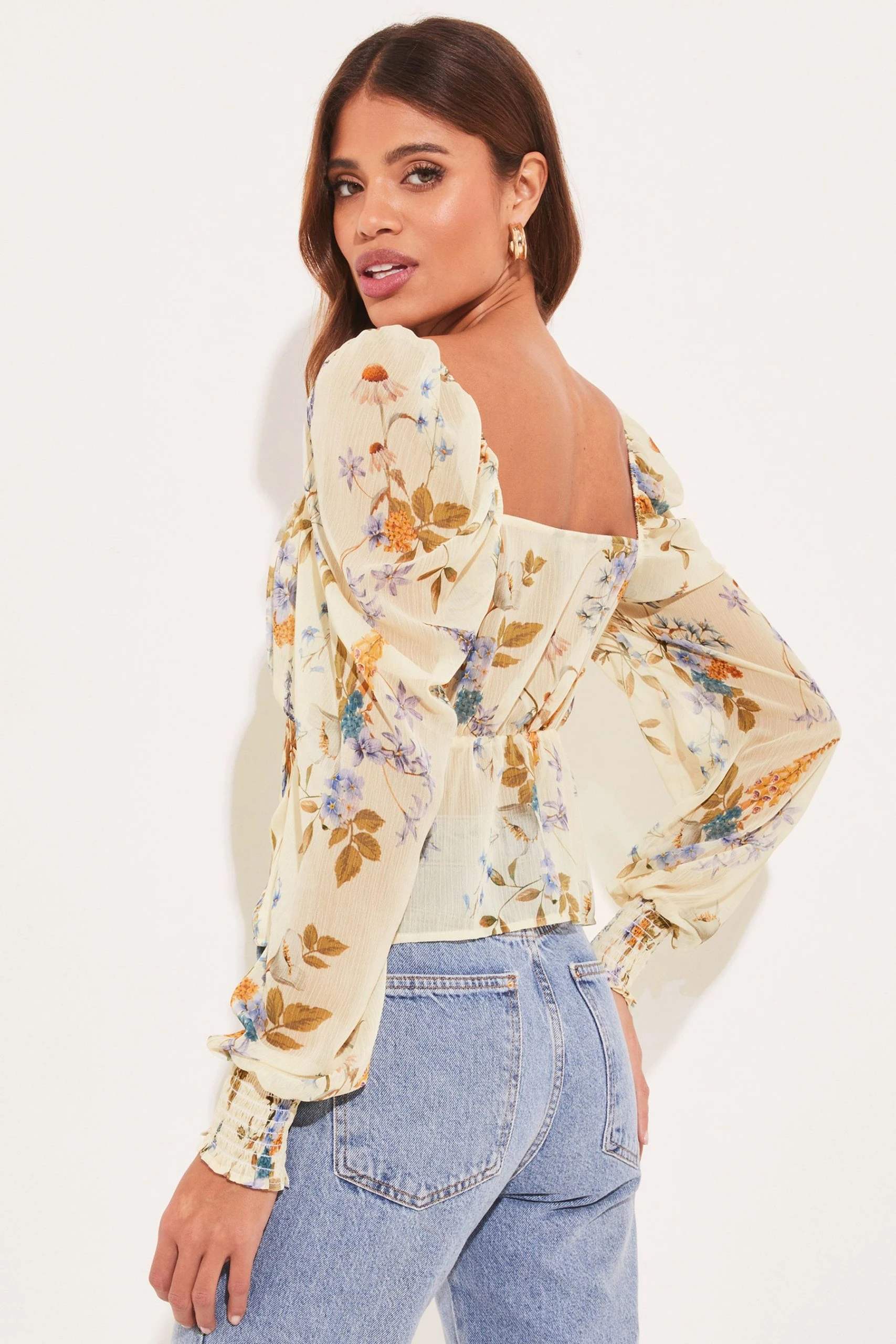 Lipsy Sweetheart Lace Trim Bodice Long Sleeve Top - Image 3