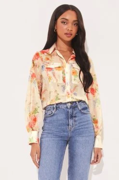 Lipsy Patterned Satin Button Up Shirt