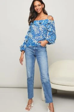 Lipsy Ruffled Cold Shoulder Long Sleeve Top
