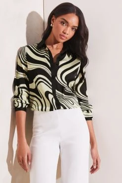 Lipsy Patterned Satin Button Up Shirt