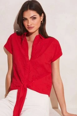 Lipsy Short Sleeved Tie Front Button Up Shirt
