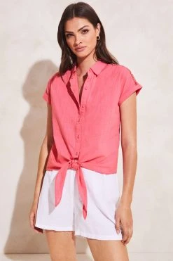 Lipsy Short Sleeved Tie Front Button Up Shirt