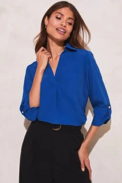 Lipsy Notch Neck 3/4 Sleeve Blouse