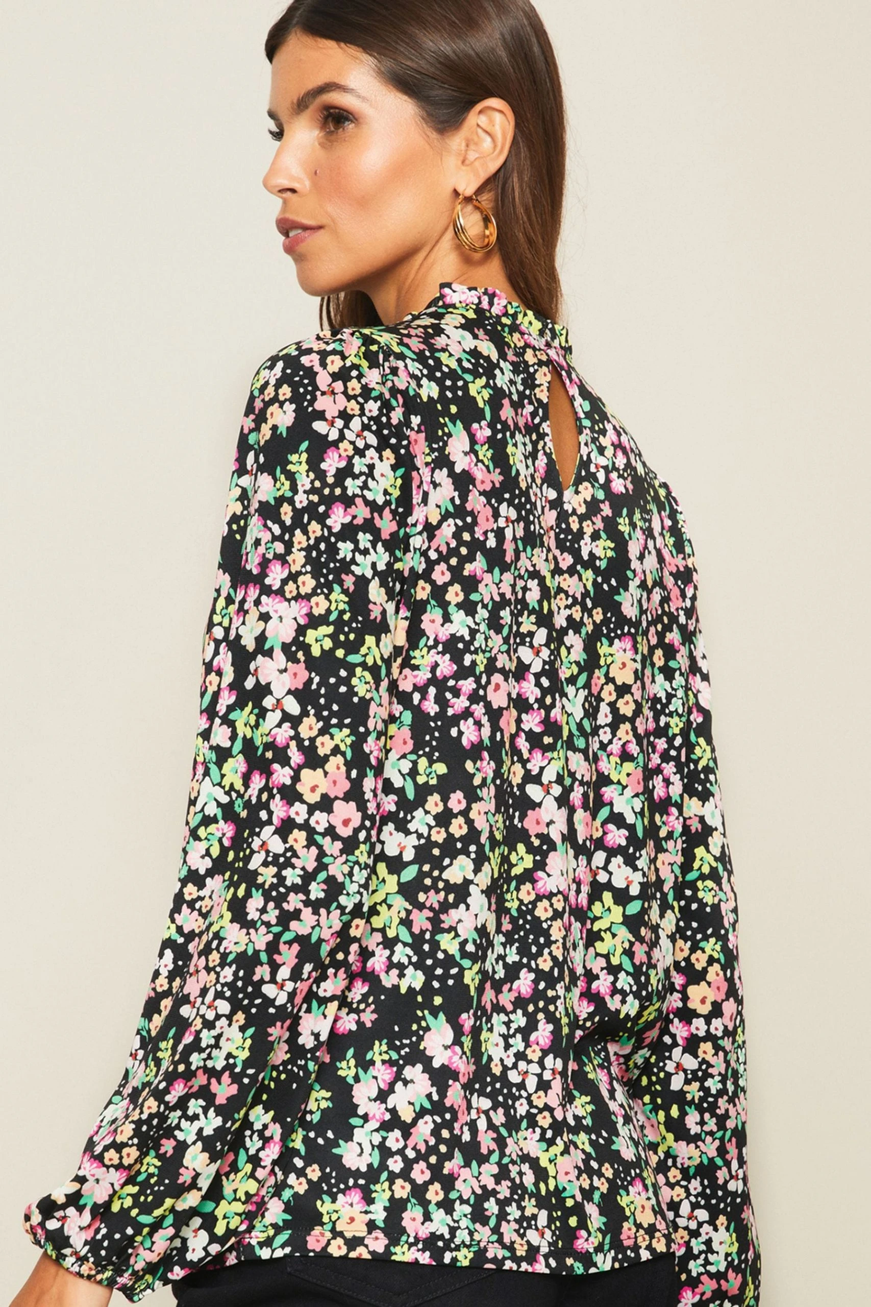 Lipsy Long Sleeve Shirred Yoke Top - Image 2