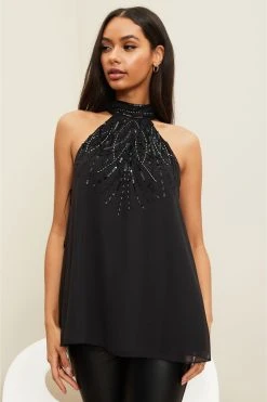 Lipsy Embellished Halter Neck Top