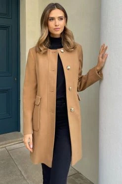 Lipsy Collarless Military Button A Line Coat