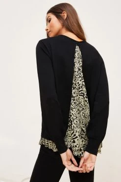 Lipsy Pleated Woven Back Knitted Jumper