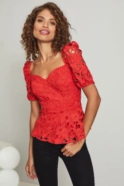 Lipsy Lace Sweetheart Ruffle Blouse