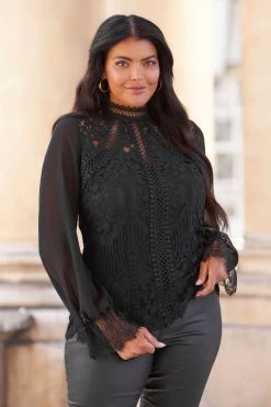 Lipsy Premium Lace Long Sleeve Blouse