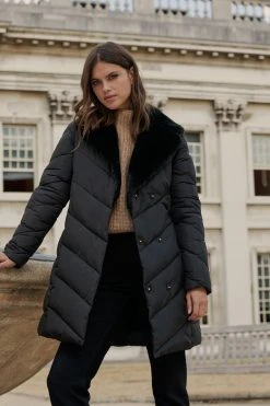 Lipsy Fur Collar Wrap Puffer Coat