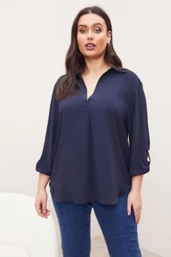 Lipsy Notch Neck 3/4 Sleeve Blouse