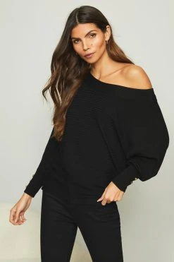 Lipsy Knitted Slash Neck Rib Jumper