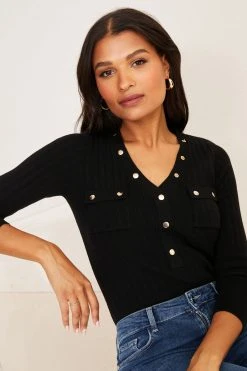 Lipsy Long Sleeve Knitted V Neck Button Jumper -Next Sales P93478s4