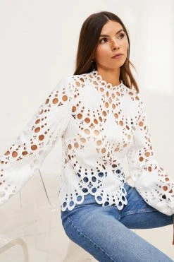 Lipsy Cutwork Lace Long Sleeve Blouse