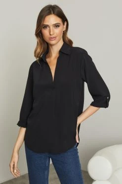 Lipsy Notch Neck 3/4 Sleeve Blouse