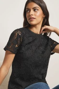 Lipsy Short Sleeve Lace Top -Next Sales Q11666s4