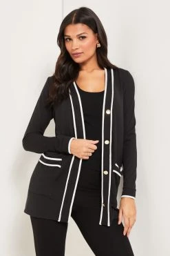 Lipsy Tipped Pockets Button Up Cardigan